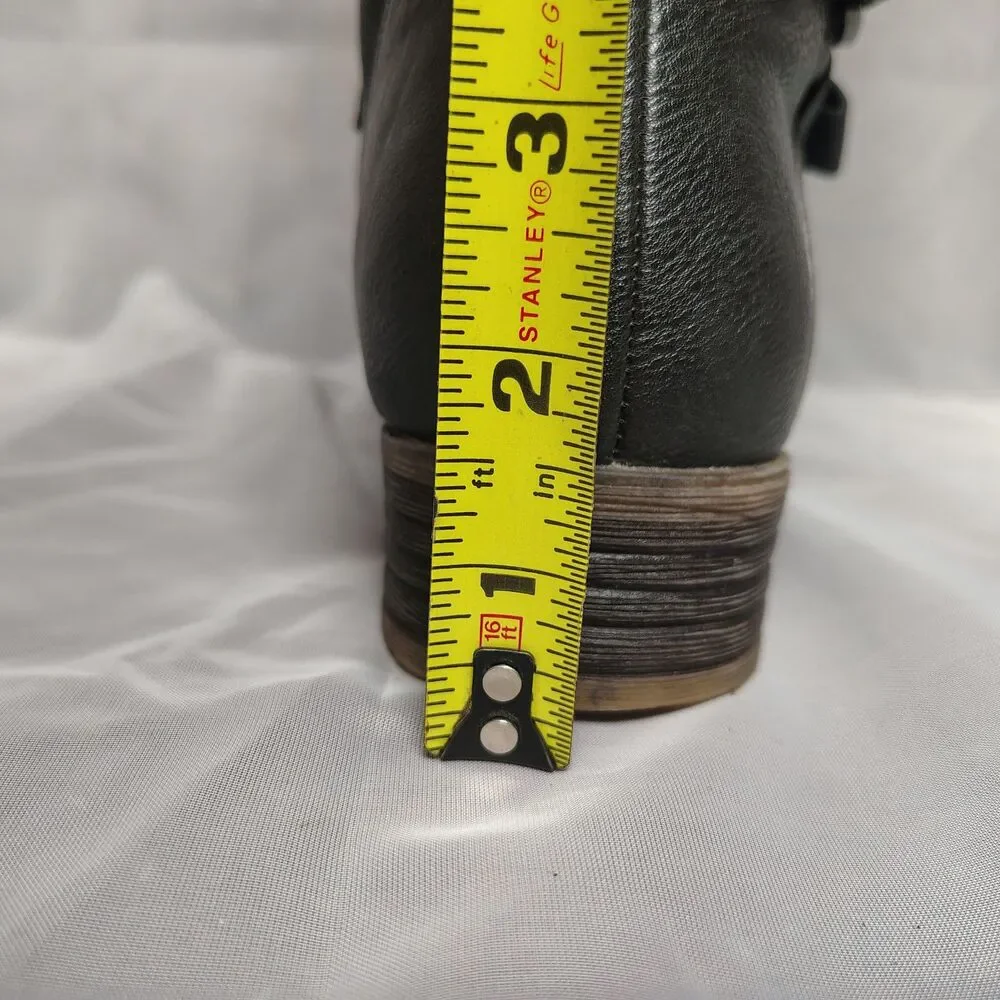 Kadi Maya Charcoal Gray Faux Leather Slouchy Zip Up Knee High Riding Boots sz 8